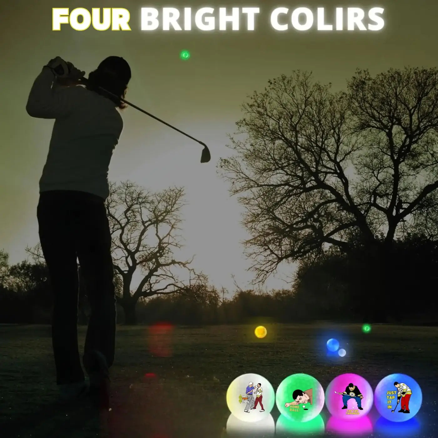 The Ball Depot glow golf ball: 4 pcs Gilmore Glow in The Dark Golf Balls