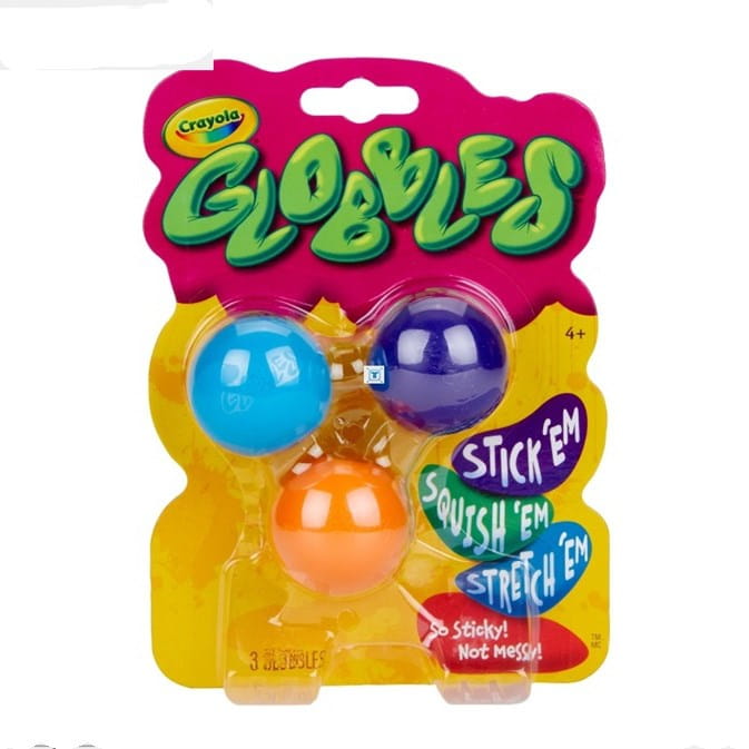 3 Pack Globbles Sticky Balls: Crayola gobbles in blue, purple, orange