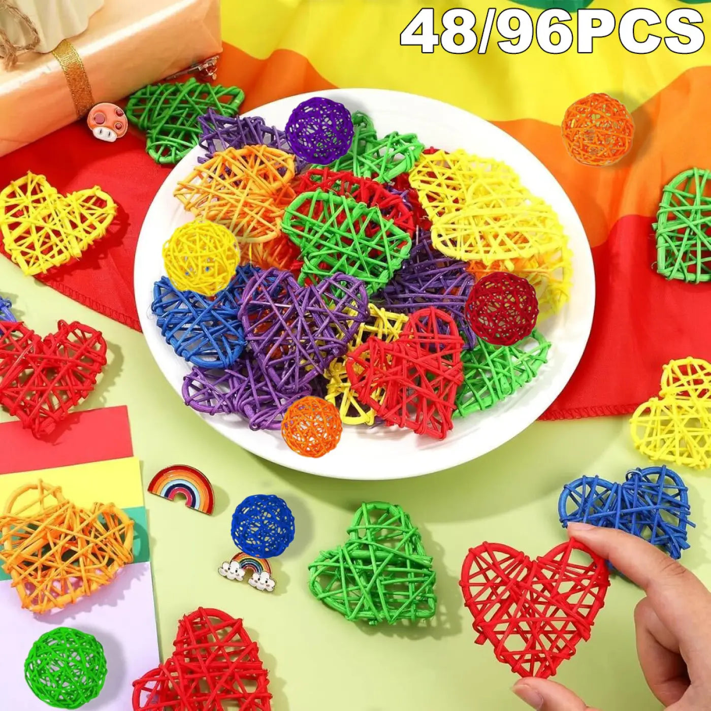 The Ball Depot bulk: 48Pcs Colorful Wicker Rattan Balls