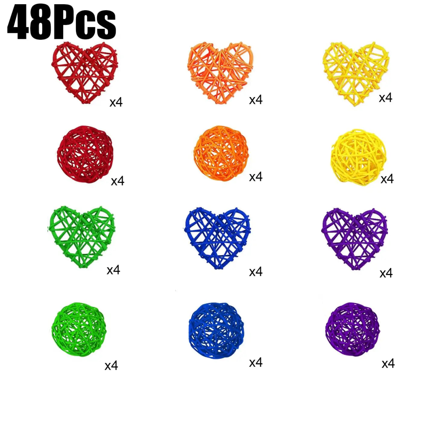 The Ball Depot bulk: 48Pcs Colorful Wicker Rattan Balls