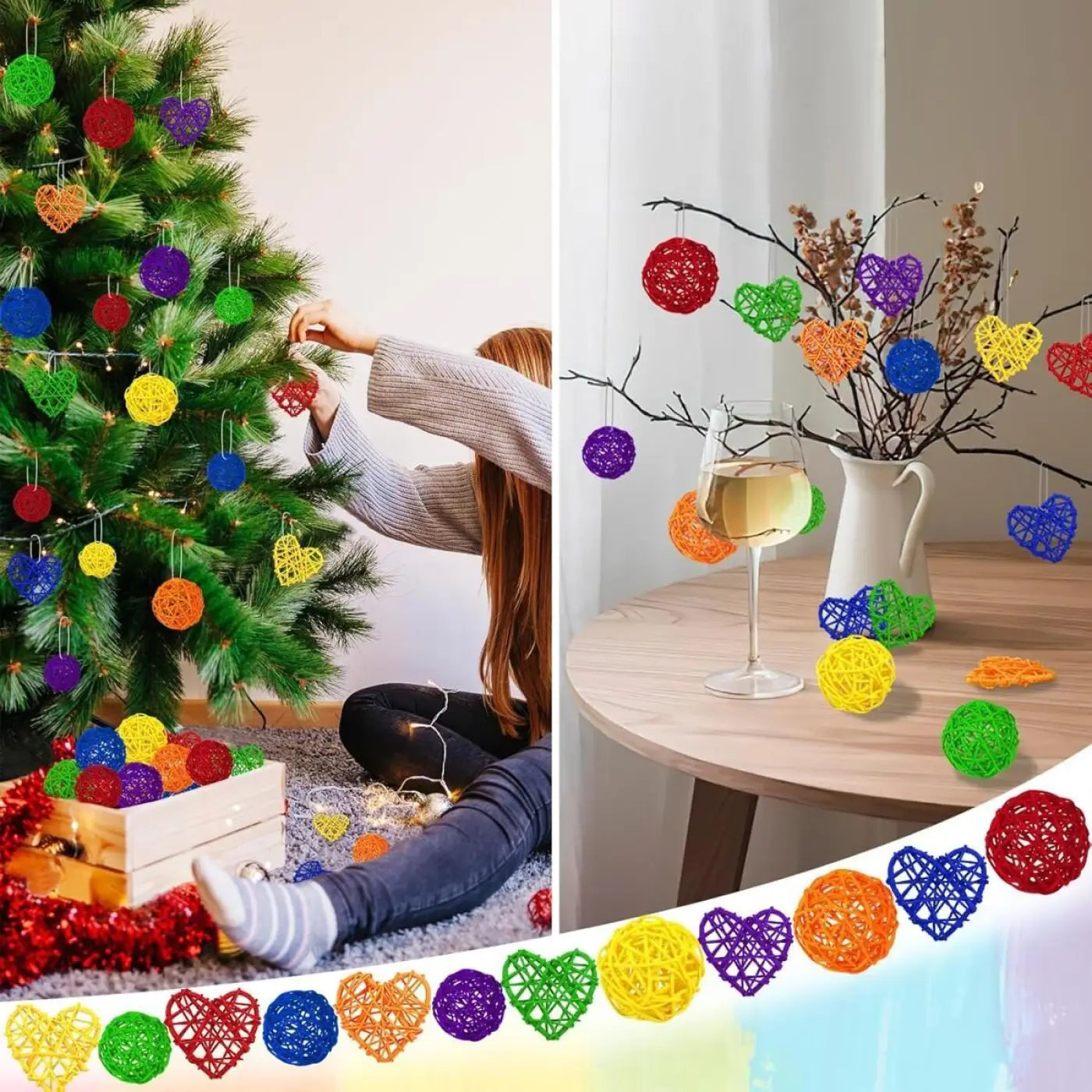 The Ball Depot bulk: 48Pcs Colorful Wicker Rattan Balls