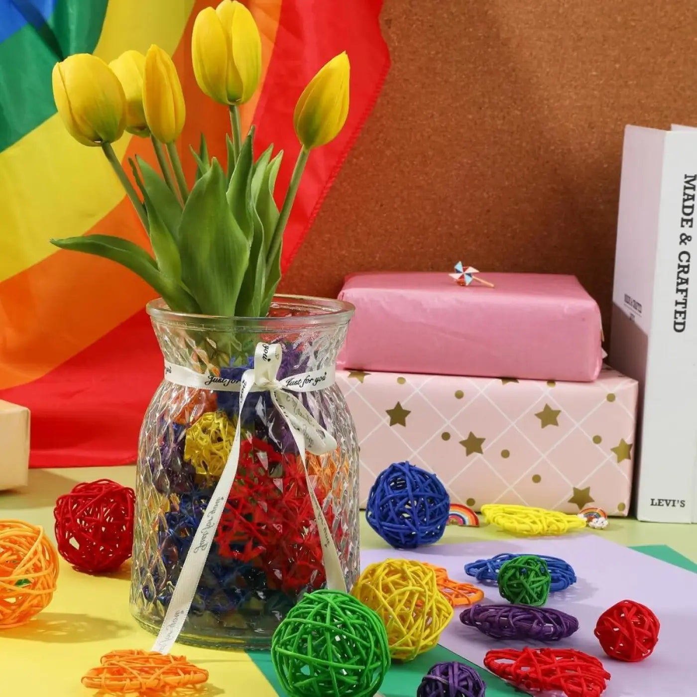 The Ball Depot bulk: 48Pcs Colorful Wicker Rattan Balls