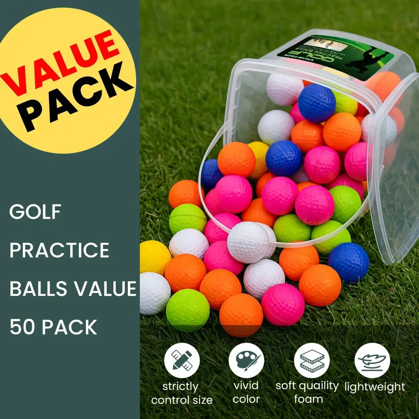 The Ball Depot golf ball: 50 Pack Foam Practice Golf Balls with Bucket