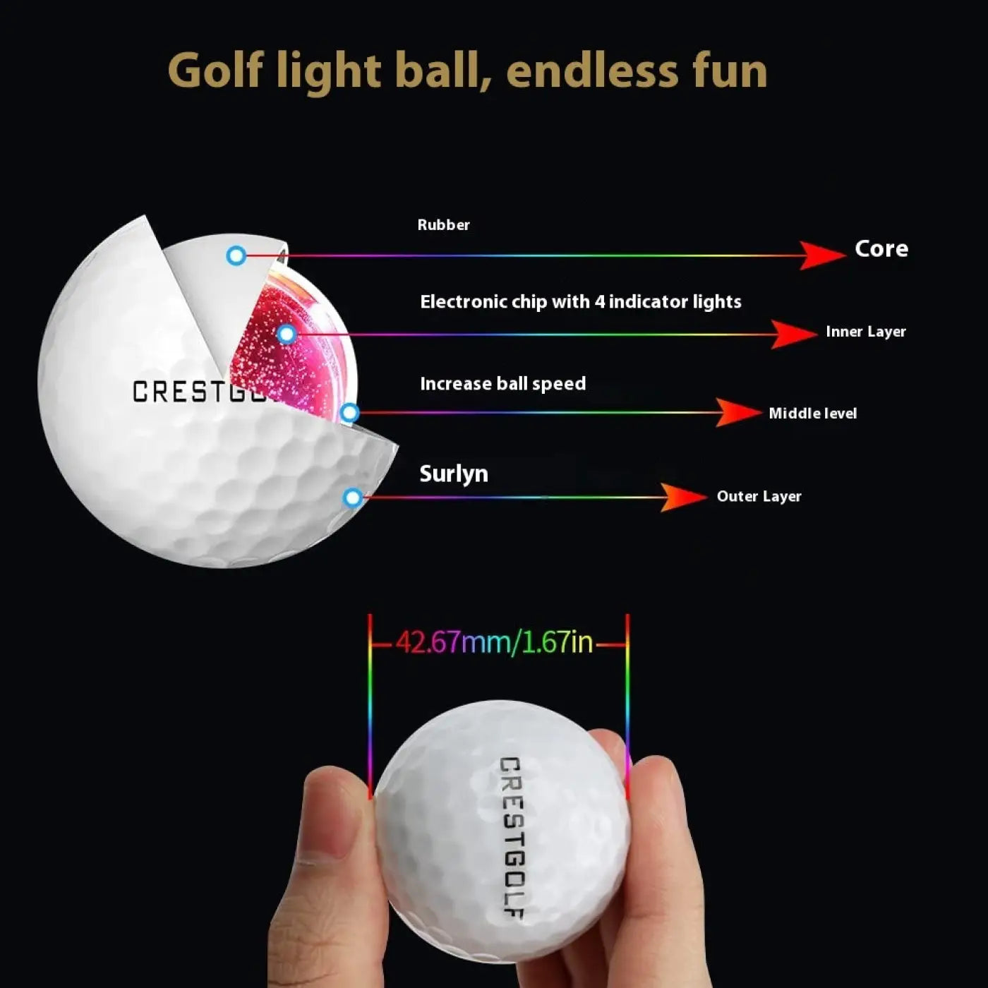 The Ball Depot golf ball: 6/30pc LED Glowing Golf Ball Set