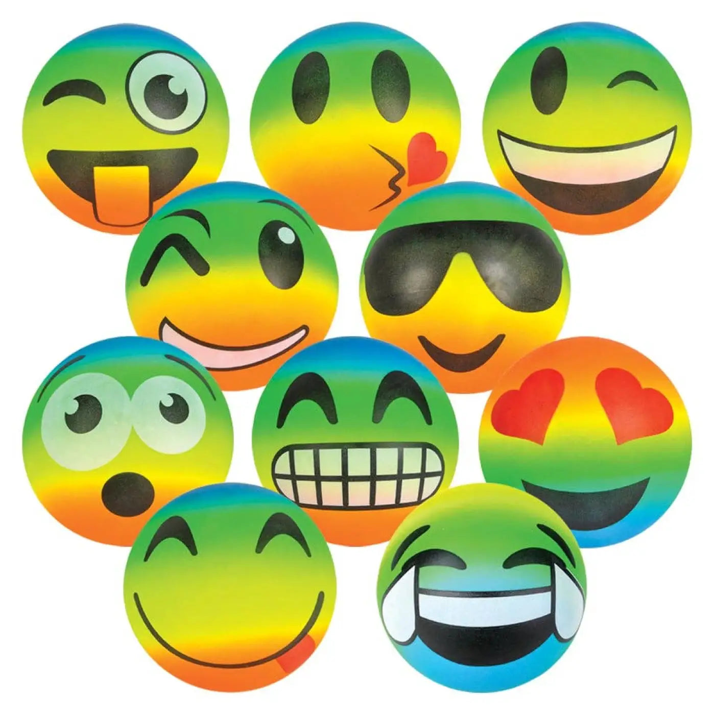 La Luna Bella - Toys baby balls: 6" EMOTICON RAINBOW VINYL BALLS set