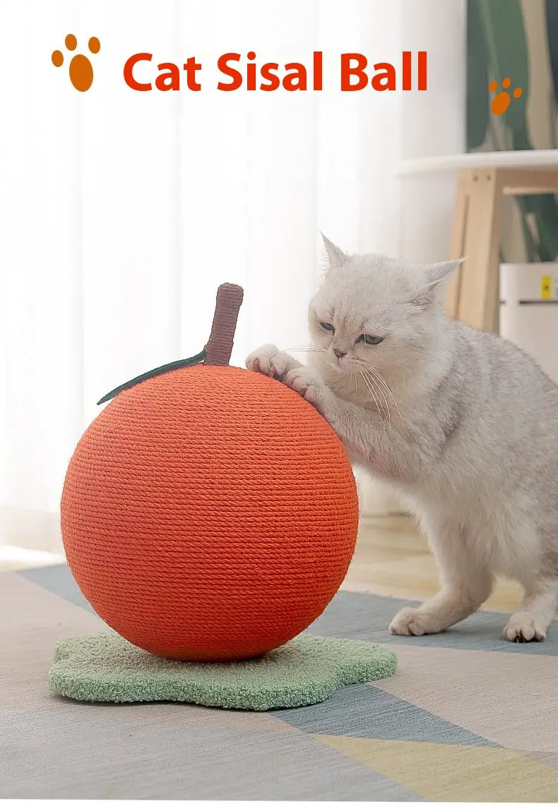 Oversized Ball Cat Scratch Hemp Board – small orange cat style