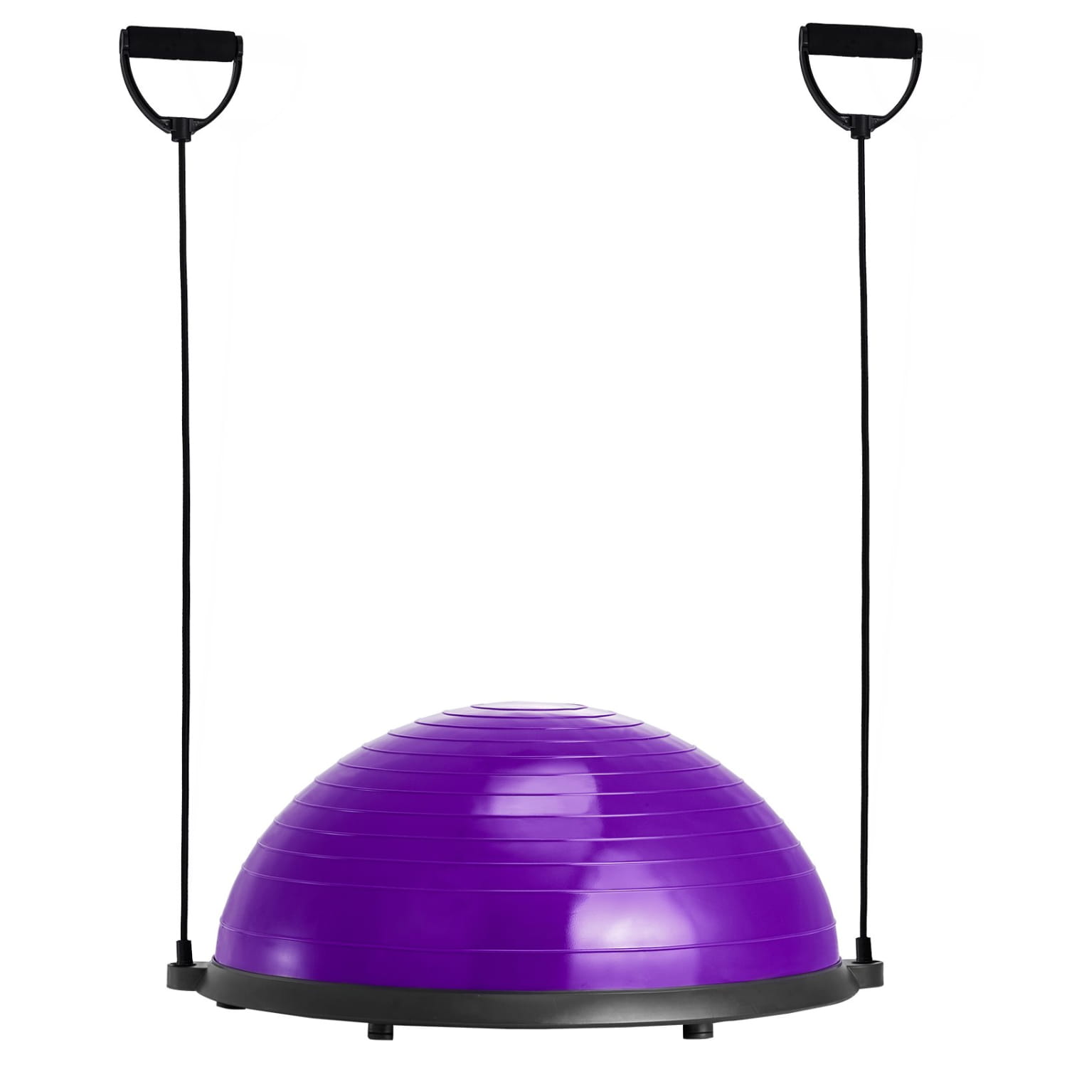 Purple half-ball balance trainer with black handles and straps