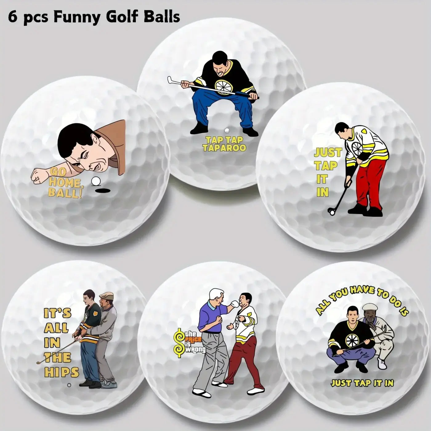 The Ball Depot golf ball: 6pc Funny Happy Gilmore Golf Balls Gift Set