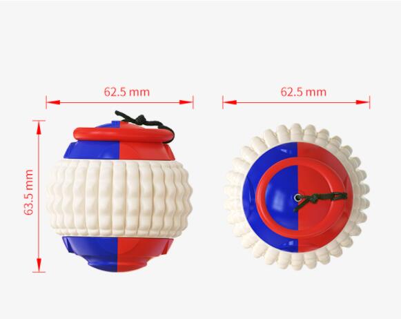 Colorful grenade-shaped Throwing Dog Balls wall clock with textured white blue red design
