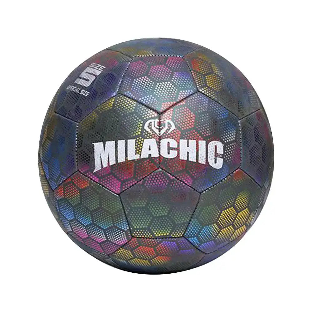 Glow reflective soccer ball side angle