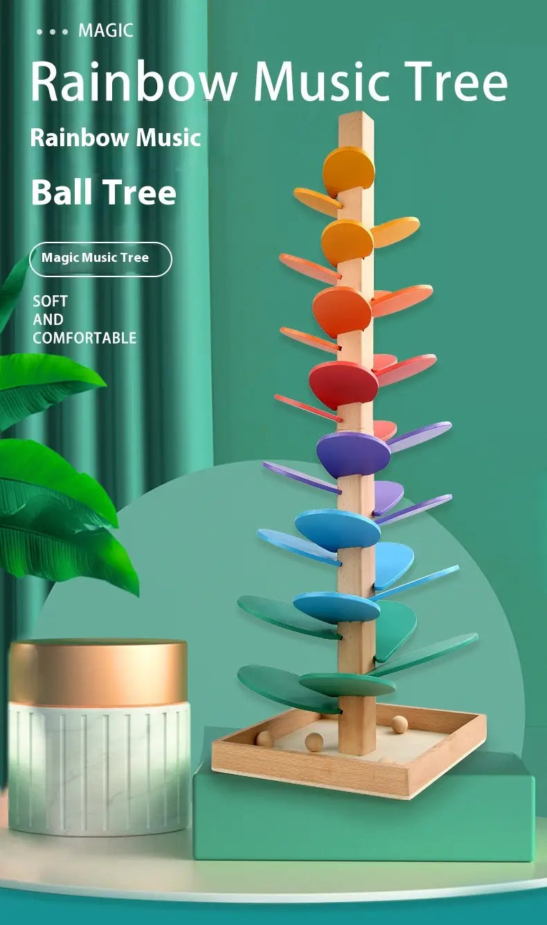 Children Educational Wooden Rainbow Music Ball Tree