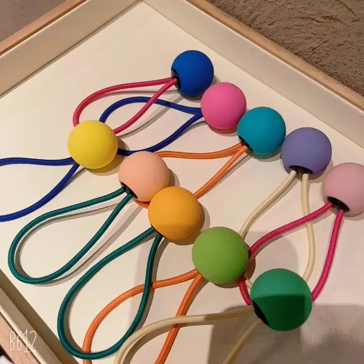 Fluorescent Color Round Ball Hair Tie