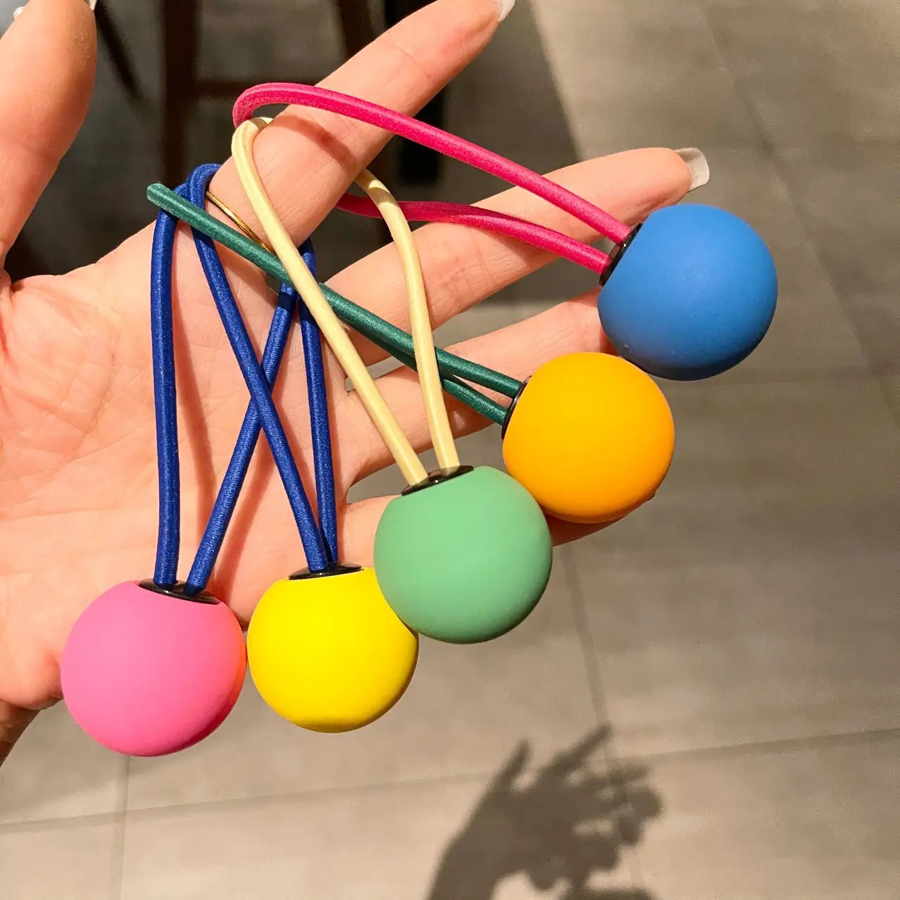 Fluorescent Color Round Ball Hair Tie