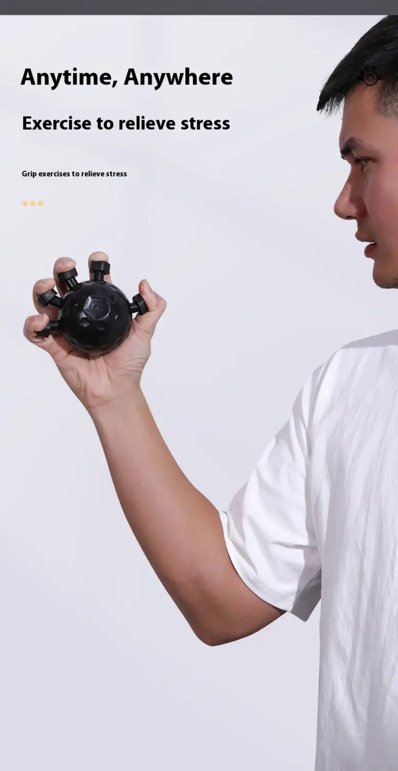 Black Gym Finger Hand Balls stress-relief gripper with finger loops