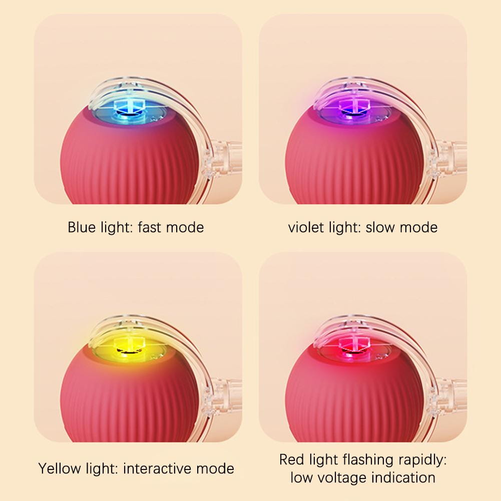 Chirping Motion Cat Ball: pink silicone sphere with clear top and LED lights