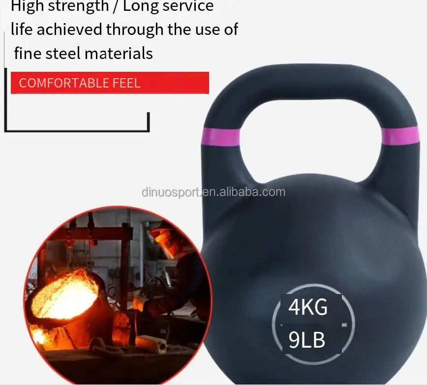 Oem Competition Style Cast Steel Kettlebell Up To 32kg Matte Black,anti-slip Coating For Kettlebell Swing & Snatch
