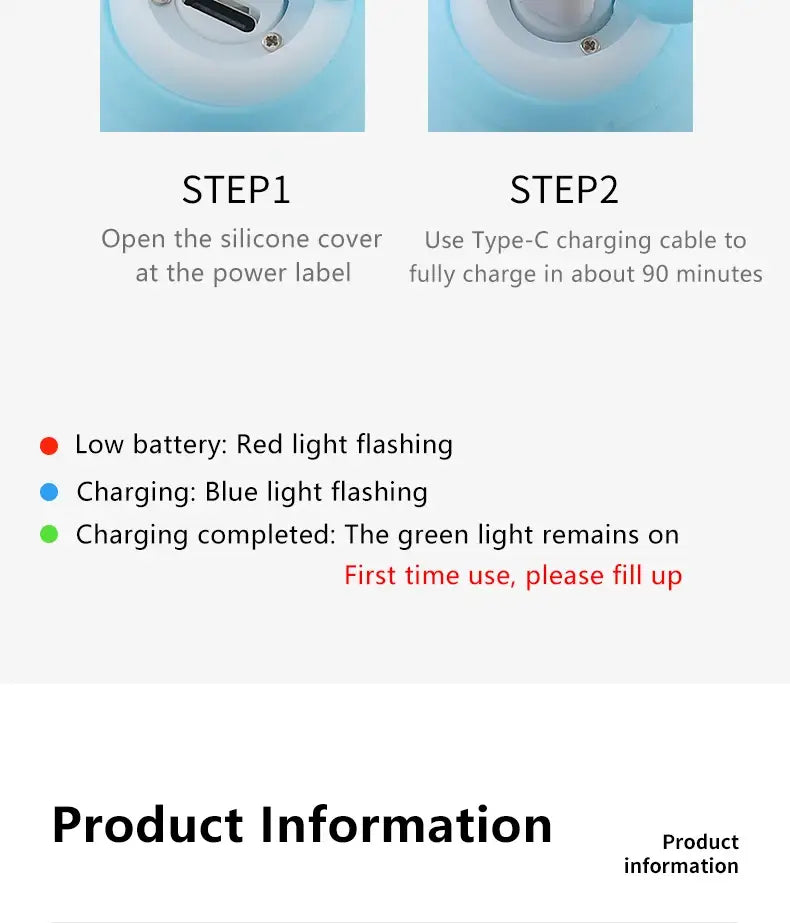 Blue silicone wireless earbud with Type-C port and LED lights for Interactive Cat Spin Ball