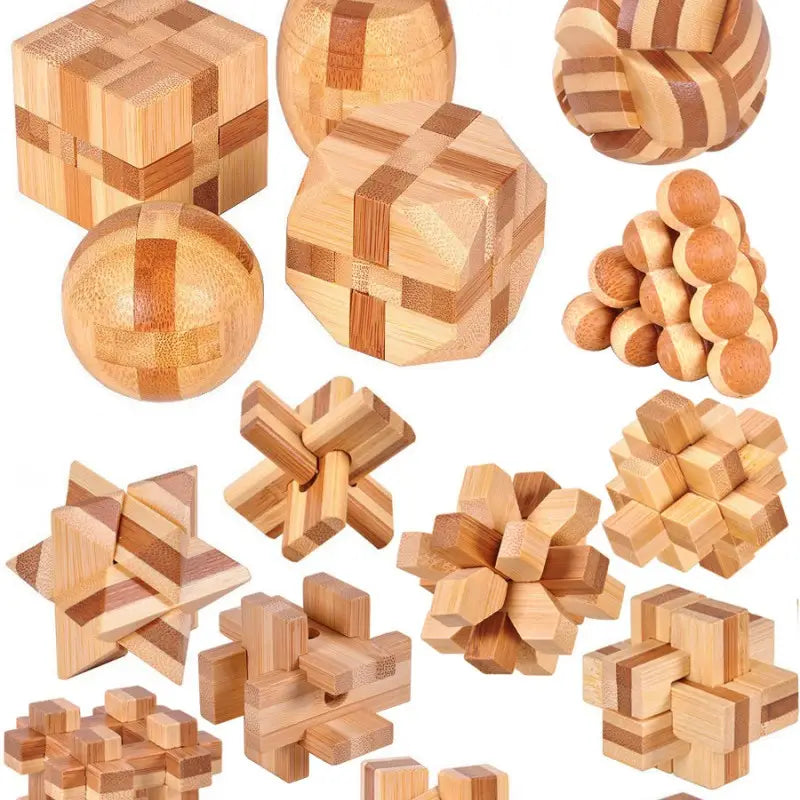 Mini Wooden Kong Ming Lock Lu Ban Lock IQ Brain Teaser Educational Toy Children Montessori 3D Puzzles Game Unlock Toys