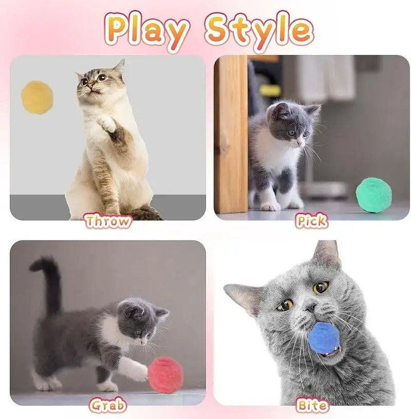 Colorful silicone cat toy balls in yellow green red blue for Interactive Cat Toy Shooting Ball Launcher