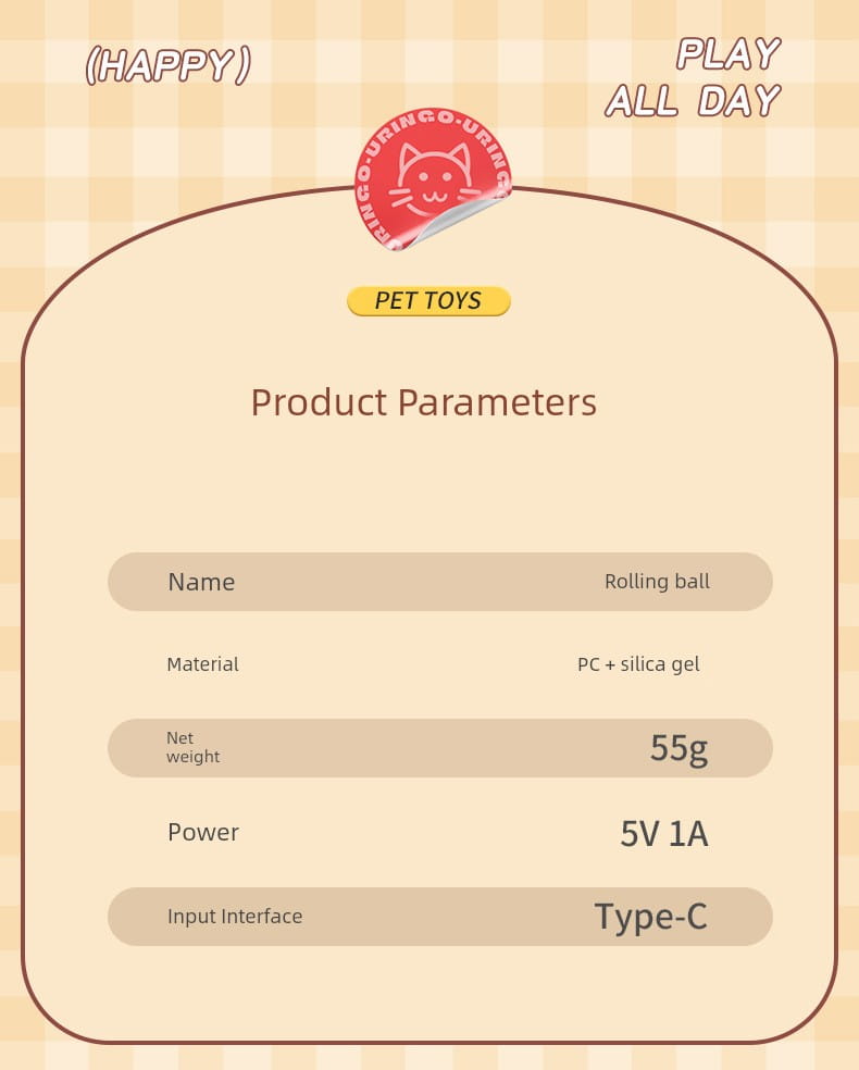 Balle de Teasing Interactif Intelligente pour Chat avec autocollant logo chat