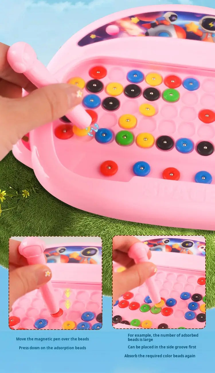1 PCS Children’s Magnetic Doodle Board with Pen & Beads Drawing Toy for 3-8 Years Kids Educational Boy Girl Montessori