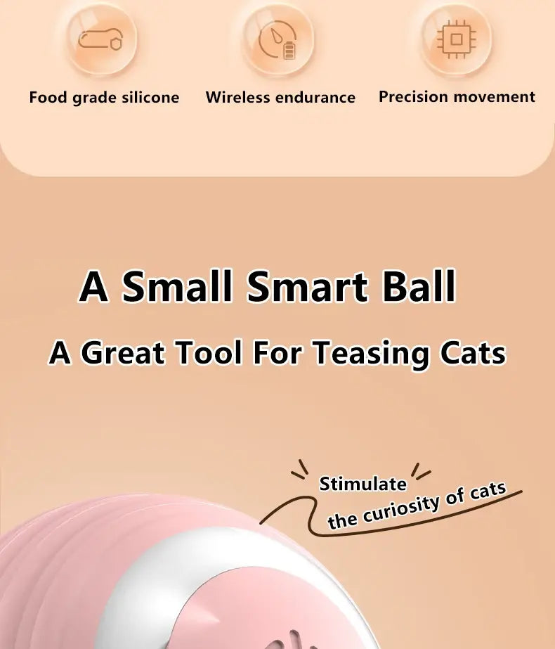 Pink and white silicone Interactive Cat Spin Ball for cat play