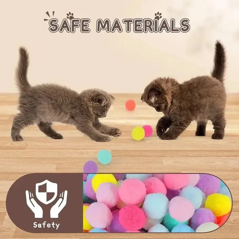 Colorful pom-pom balls in Interactive Cat Toy Shooting Ball Launcher