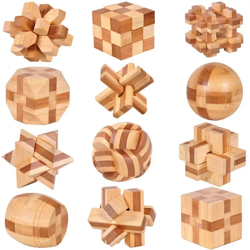 Mini Wooden Kong Ming Lock Lu Ban Lock IQ Brain Teaser Educational Toy Children Montessori 3D Puzzles Game Unlock Toys