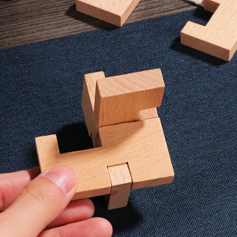 Mini Wooden Kong Ming Lock Lu Ban Lock IQ Brain Teaser Educational Toy Children Montessori 3D Puzzles Game Unlock Toys