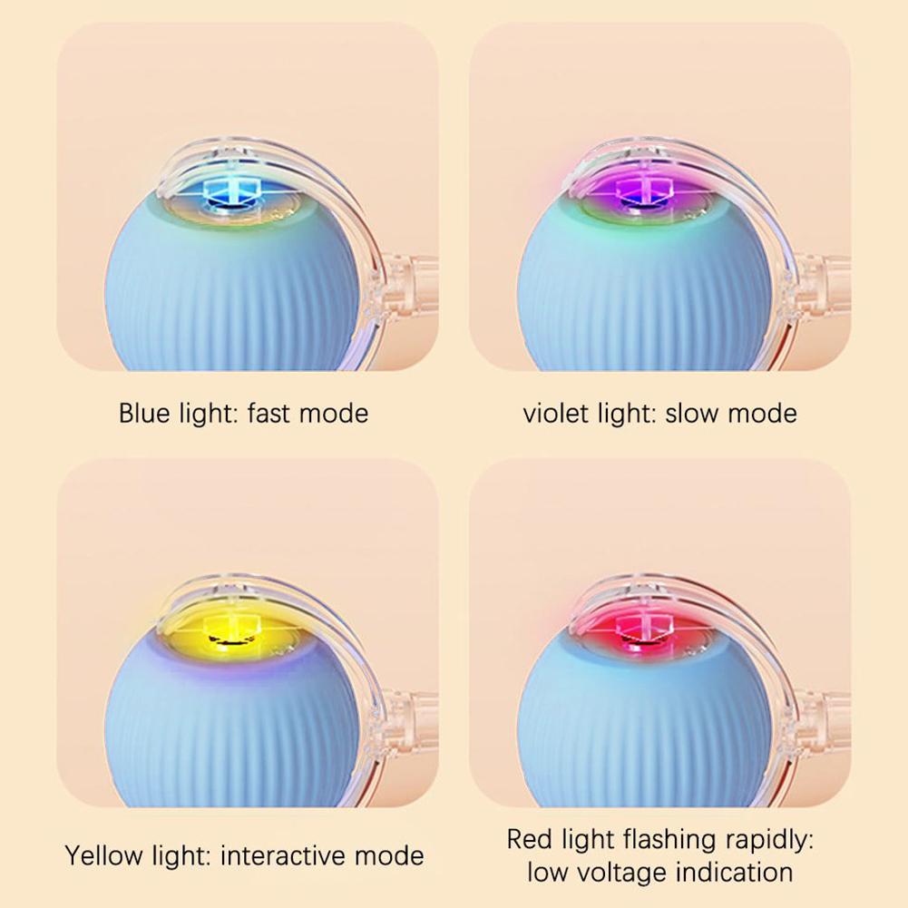 Rechargeable smart cat toy ball: light-up blue silicone with LED colors, clear handle