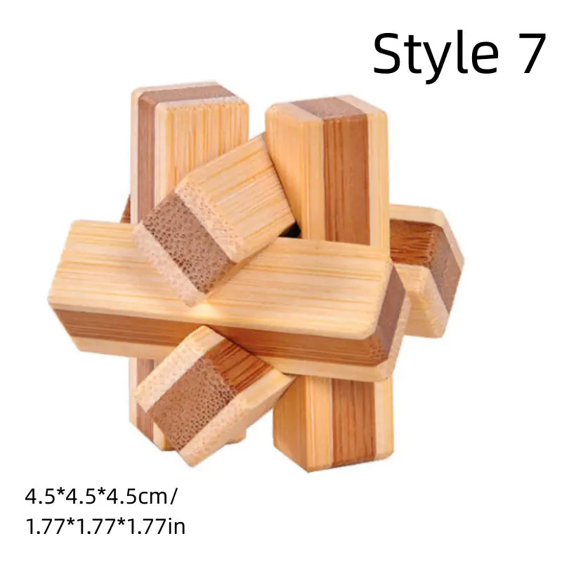 Mini Wooden Kong Ming Lock Lu Ban Lock IQ Brain Teaser Educational Toy Children Montessori 3D Puzzles Game Unlock Toys