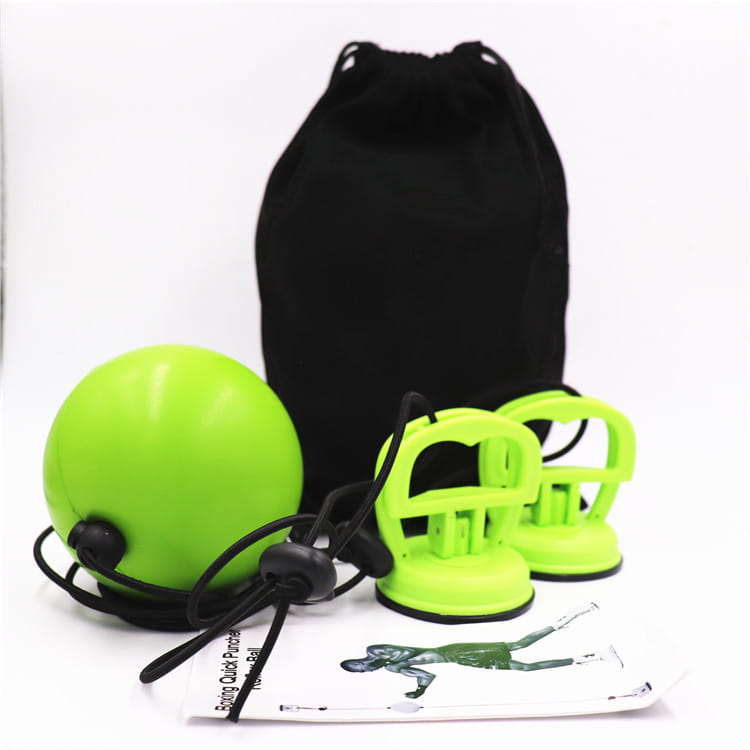 Suction cup suspended bright green boxing speed ball with black cord