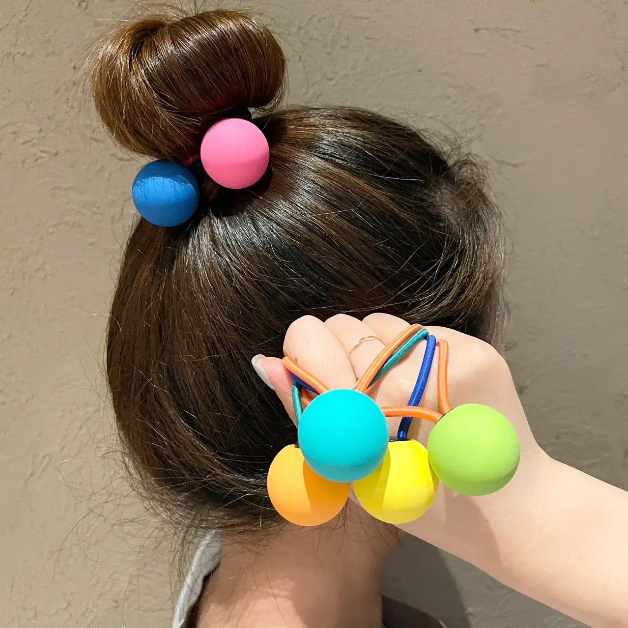 Fluorescent Color Round Ball Hair Tie