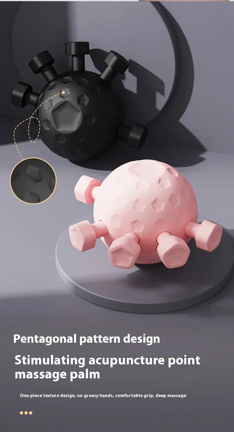 Pink Gym Finger Hand Ball with hexagonal texture and dumbbell spikes