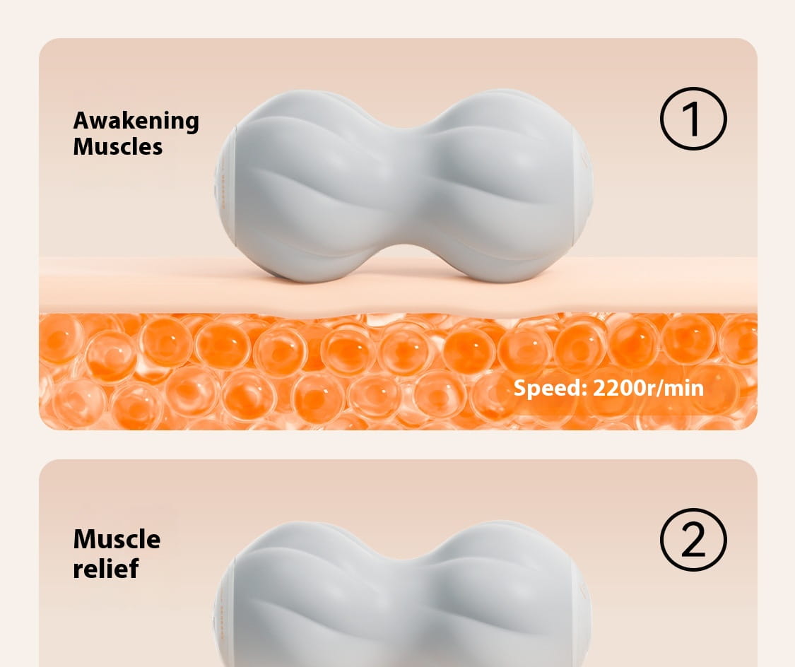 White silicone dual-lobed textured muscle roller for Electric Deep Massage Yoga Ball