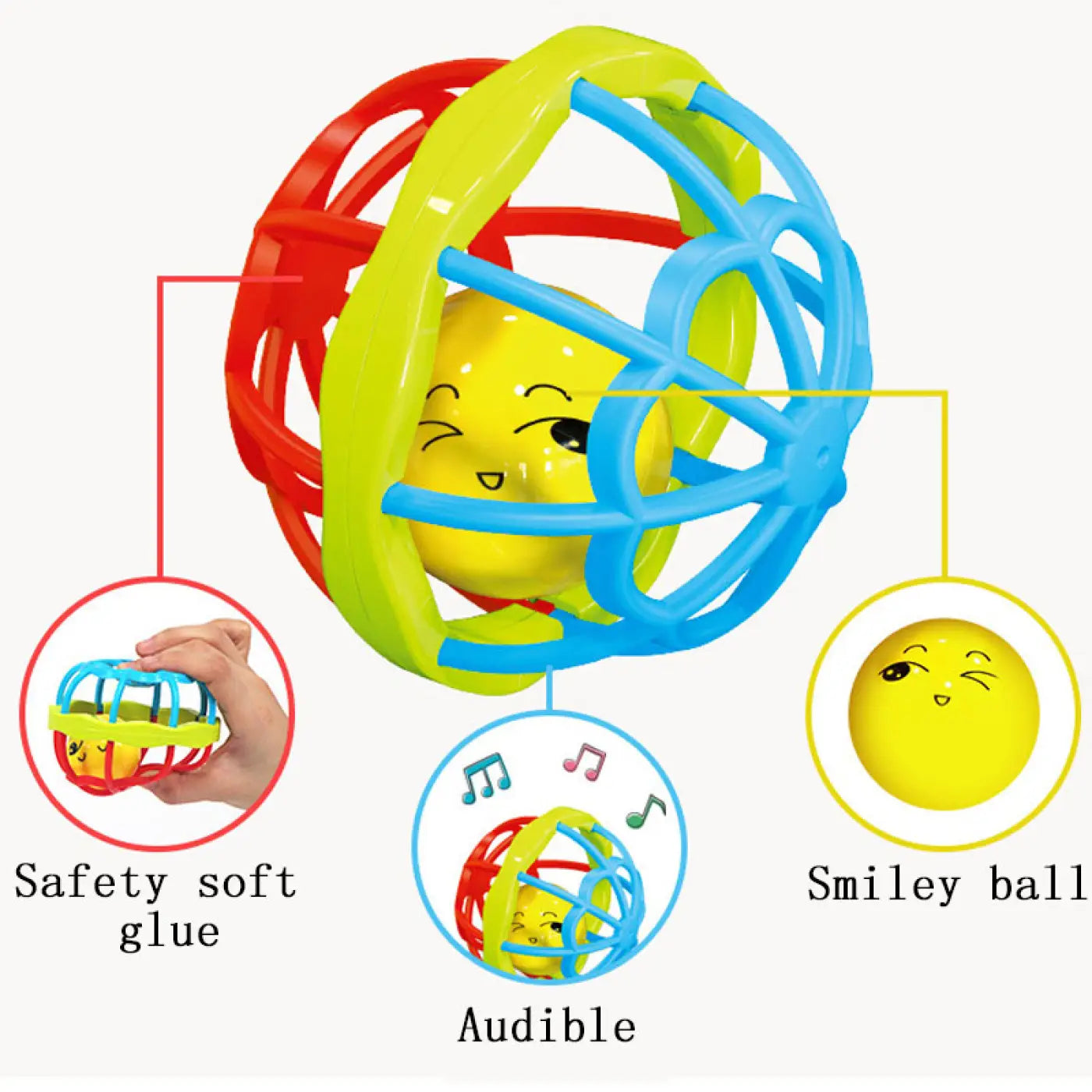 The Ball Depot baby balls: Baby Hand Rattle Soft Rubber Ball