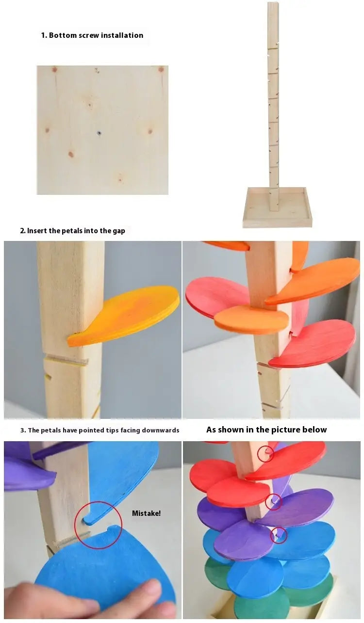 Children Educational Wooden Rainbow Music Ball Tree