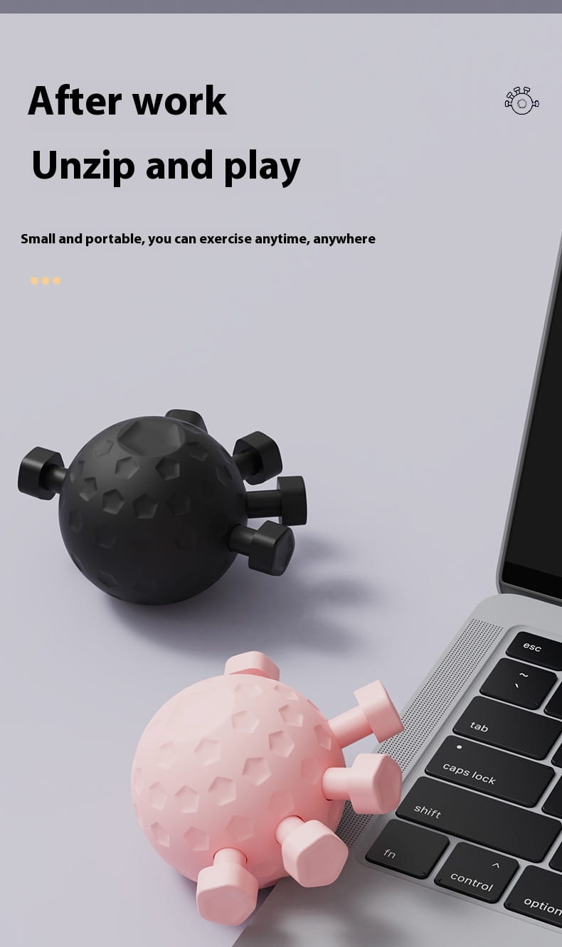 Gym Finger Hand Balls: black and pink textured stress balls with hex legs