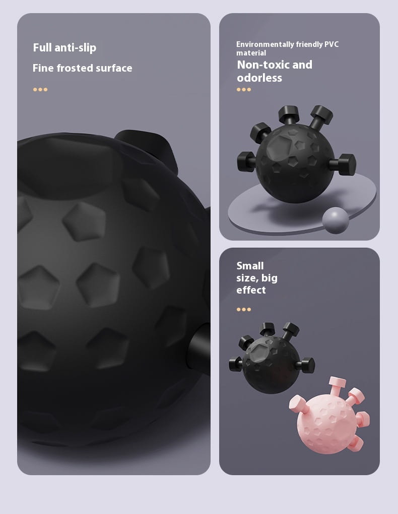 Black textured Gym Finger Hand Ball with frosted anti-slip surface