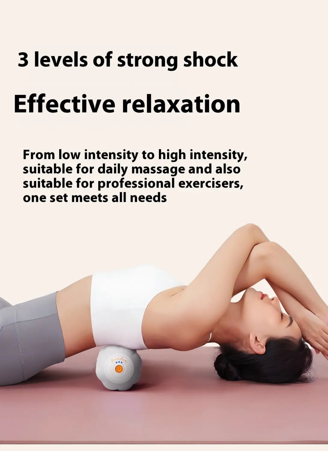 Gray spherical Electric Deep Massage Yoga Ball roller with orange white logo
