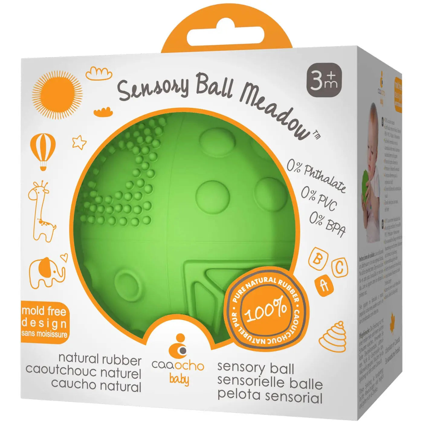 CaaOcho Natural Rubber Toys sensory ball: CaaOcho Natural Rubber 3" Sensory Ball Meadow