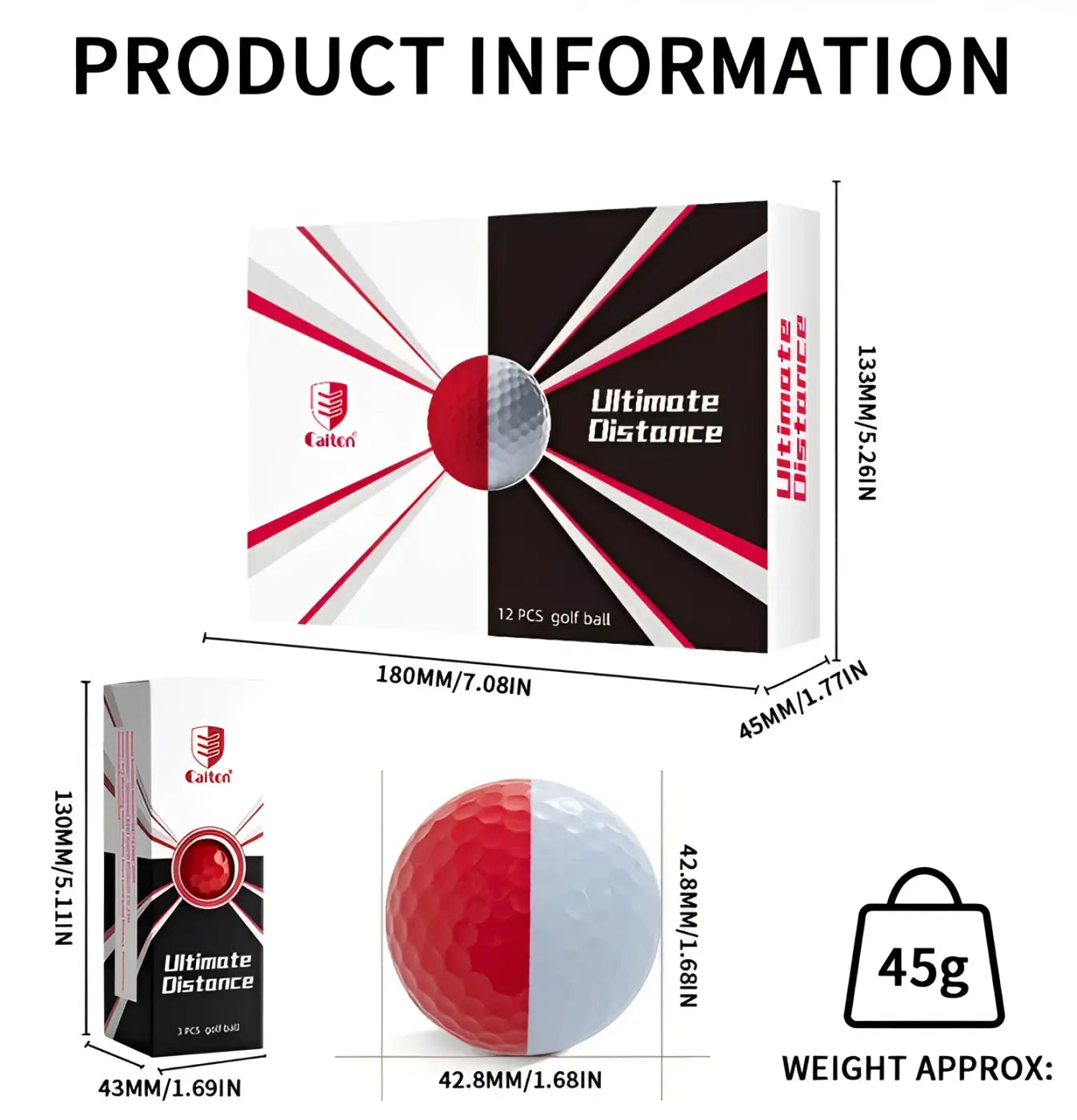 The Ball Depot golf ball: Caiton 12/6/3pcs Three-layer High Rebound pro Ball