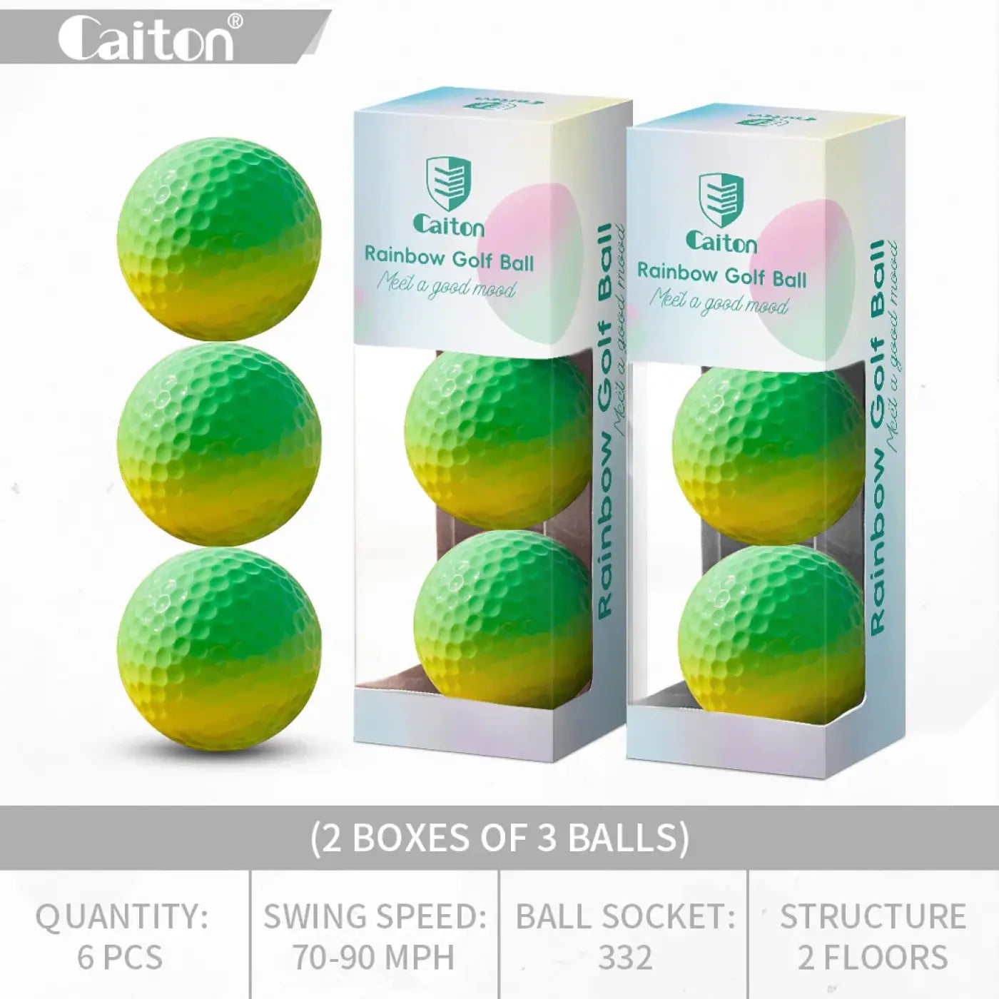 The Ball Depot golf ball: Caiton 6/3PCS Soft Rainbow Golf Balls