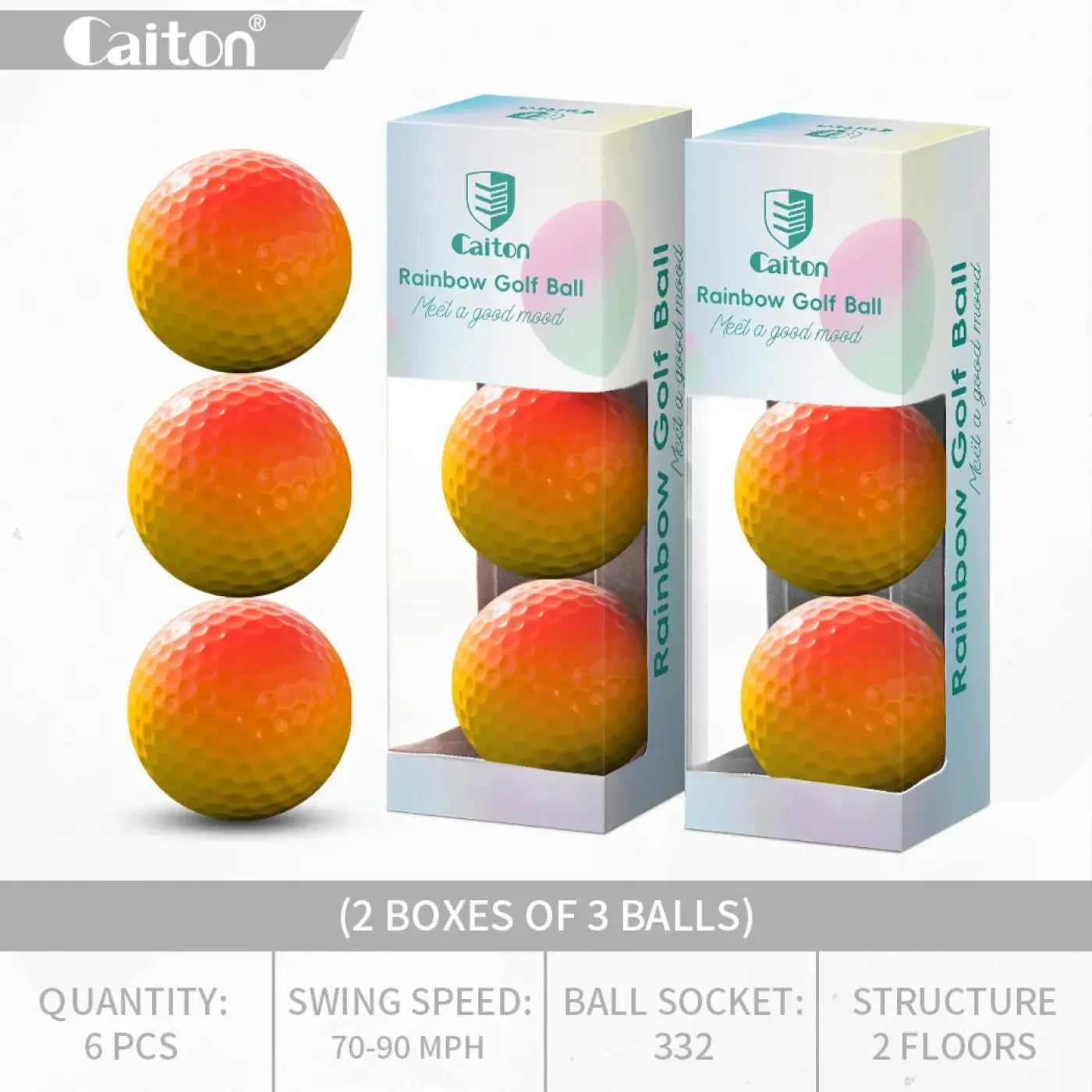 The Ball Depot golf ball: Caiton 6/3PCS Soft Rainbow Golf Balls