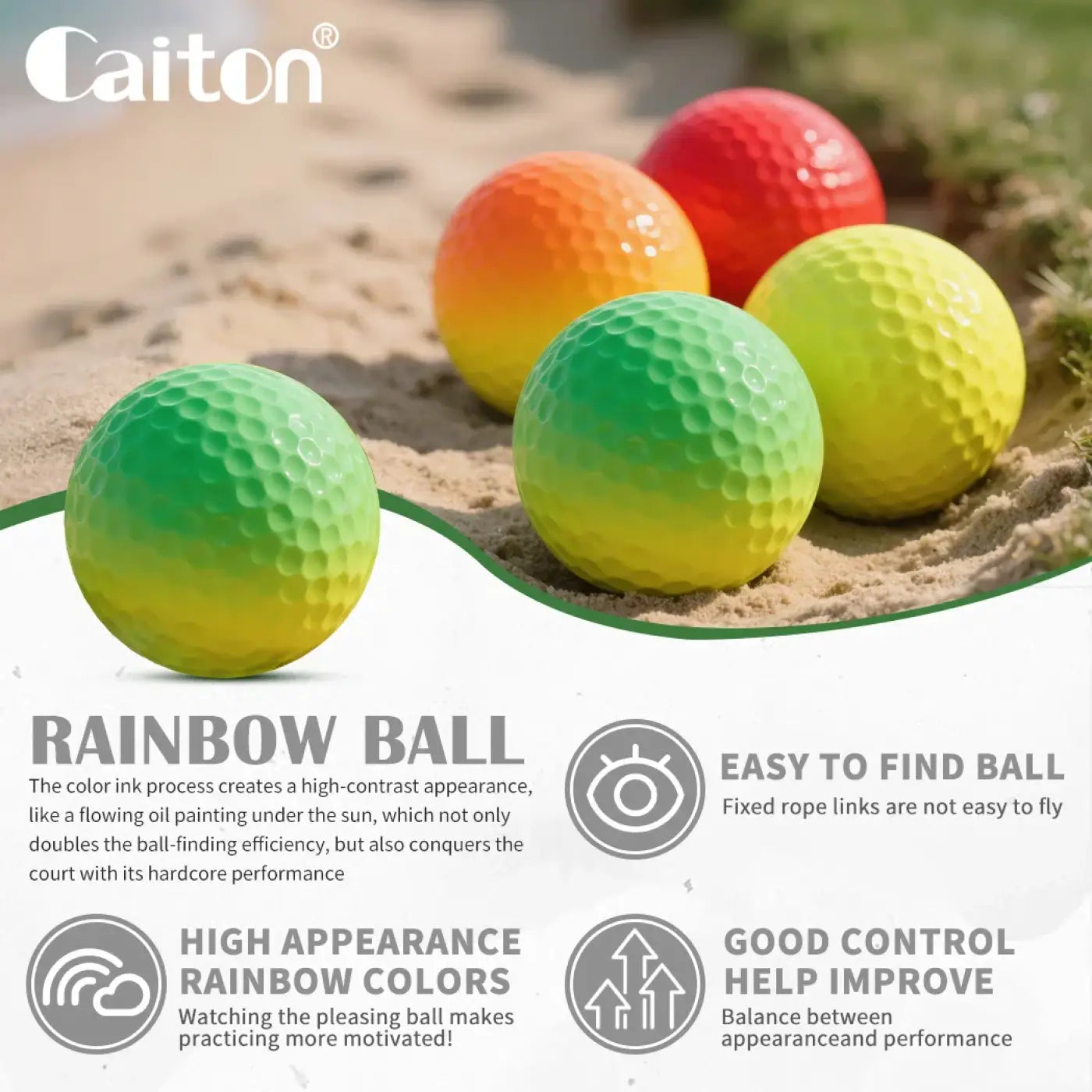 The Ball Depot golf ball: Caiton 6/3PCS Soft Rainbow Golf Balls