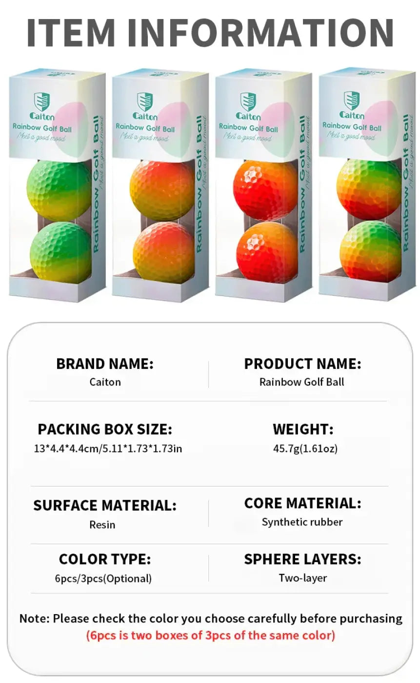 The Ball Depot golf ball: Caiton 6/3PCS Soft Rainbow Golf Balls