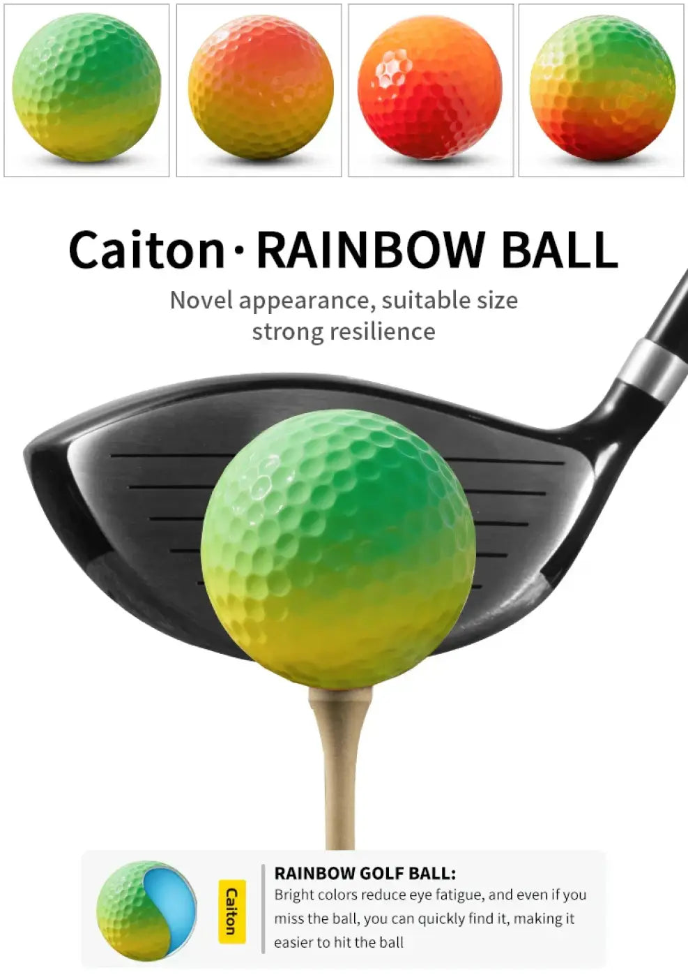 The Ball Depot golf ball: Caiton 6/3PCS Soft Rainbow Golf Balls