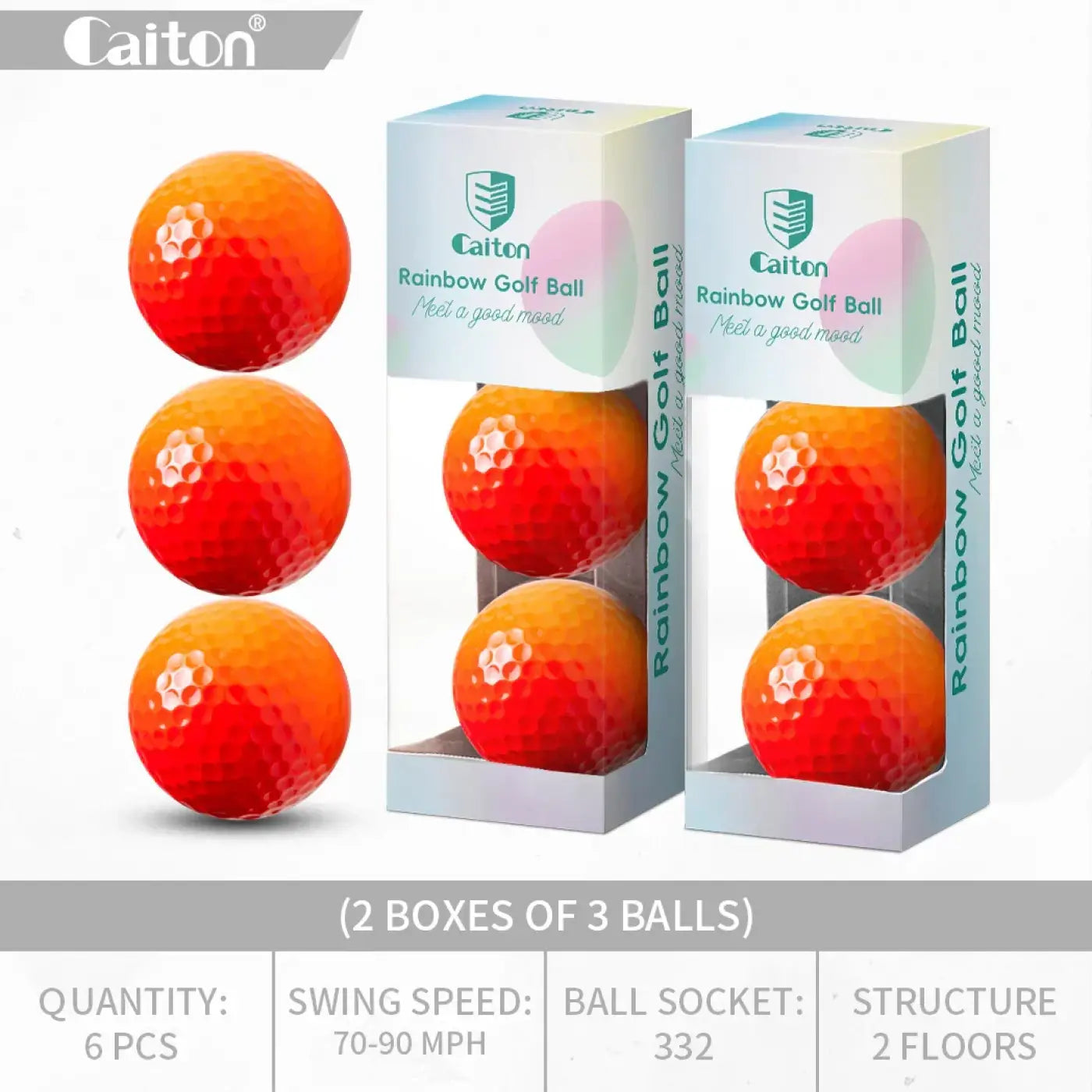The Ball Depot golf ball: Caiton 6/3PCS Soft Rainbow Golf Balls