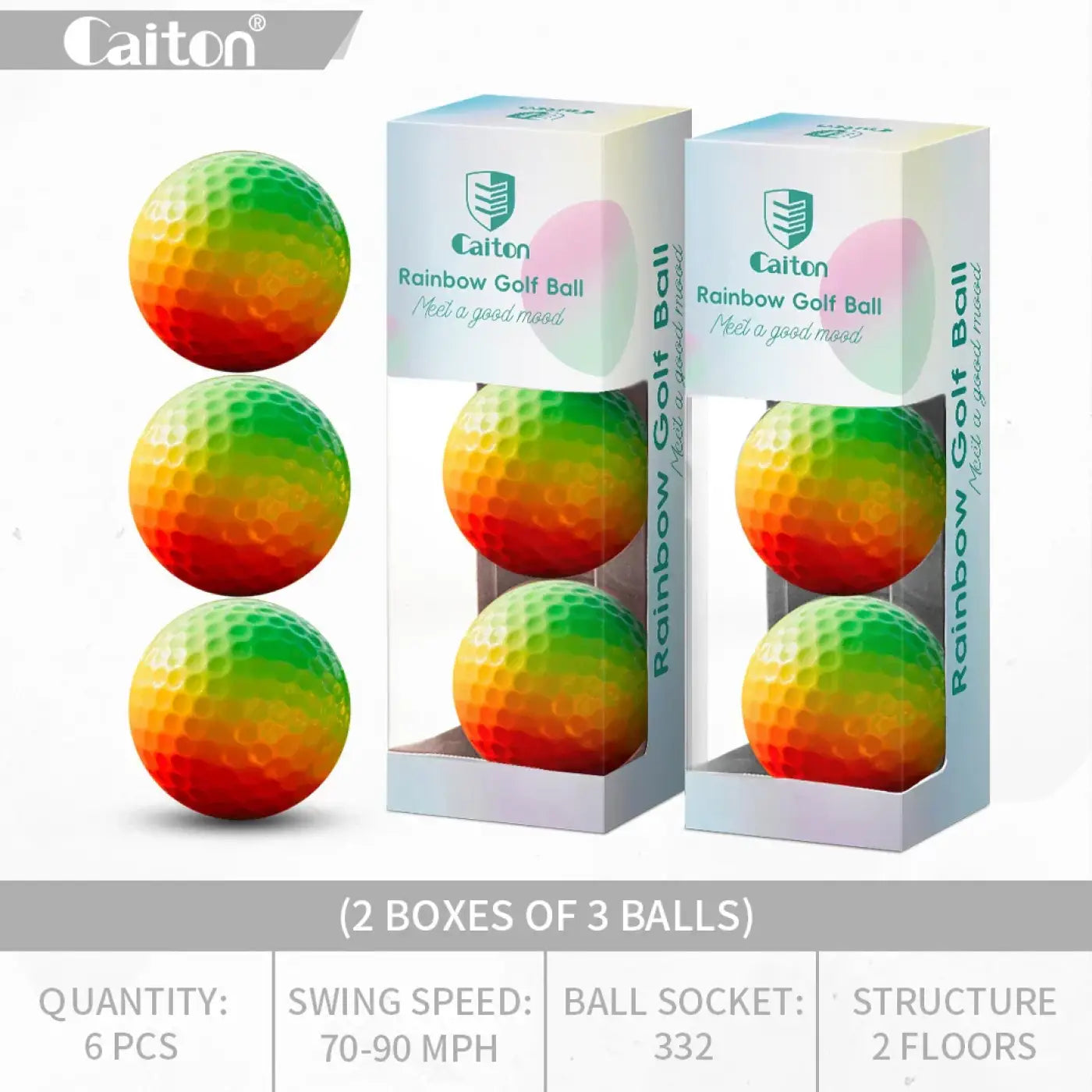The Ball Depot golf ball: Caiton 6/3PCS Soft Rainbow Golf Balls