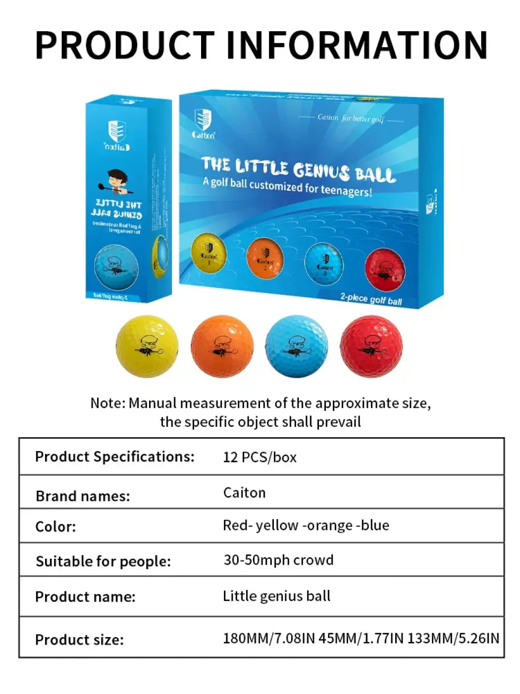 The Ball Depot golf ball: Caiton Cartoon Youth 2-Layer Long Distance Balls